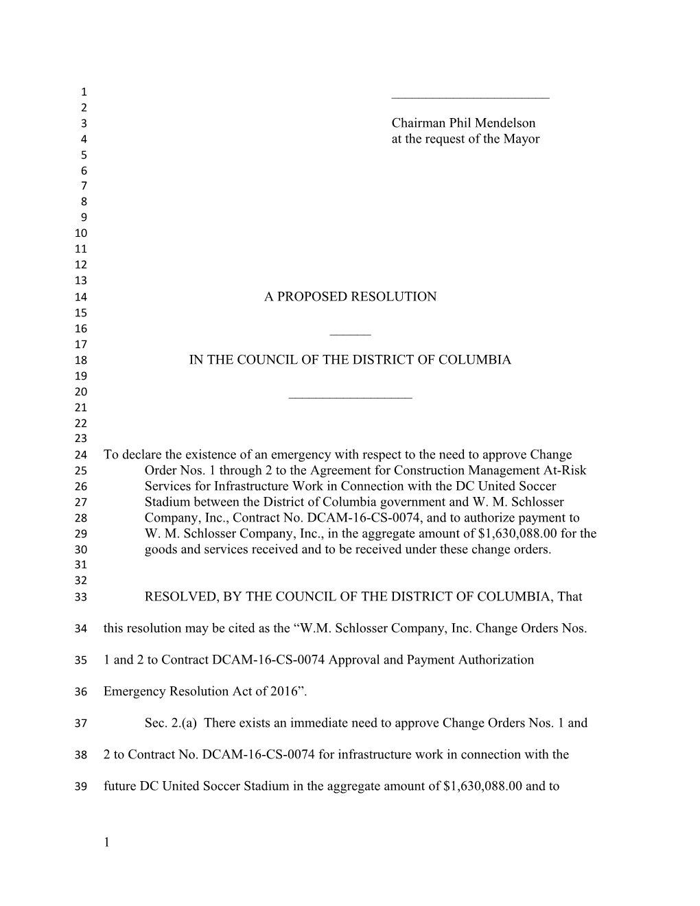 Emergency Declaration for Smoot-Gilbane Change Order 006 (Roosevelt) (00197360)