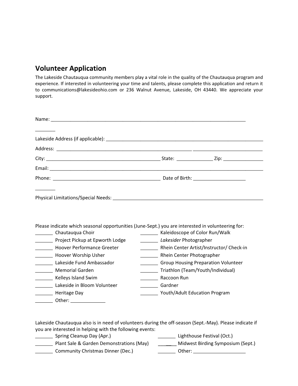 Volunteer Application s3