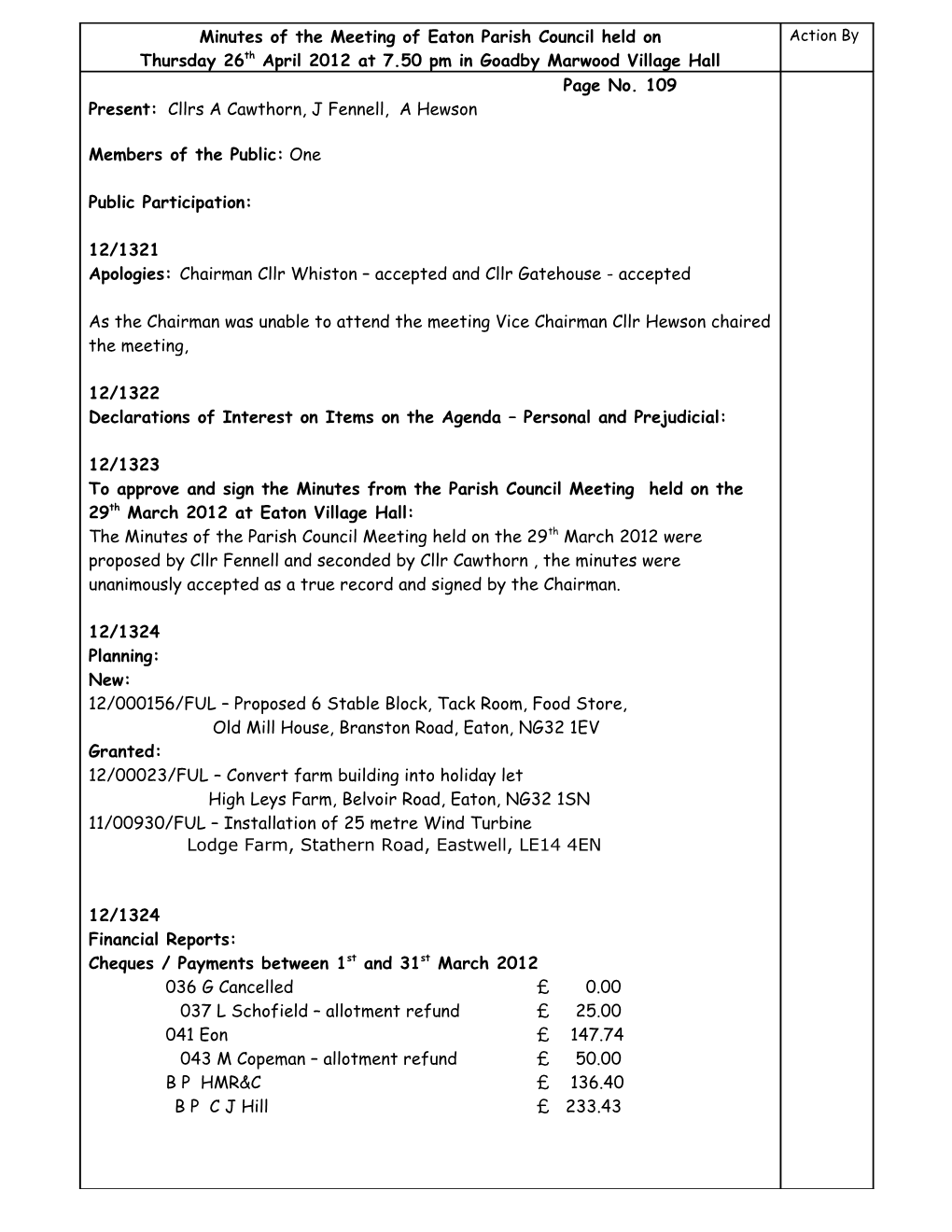 Minutes of the Meeting of Seagrave Parish Council On s1