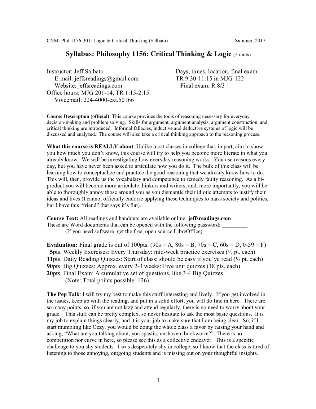 VVC: Phil 207: Critical Thinking (Salbato-0866) Fall, 2003