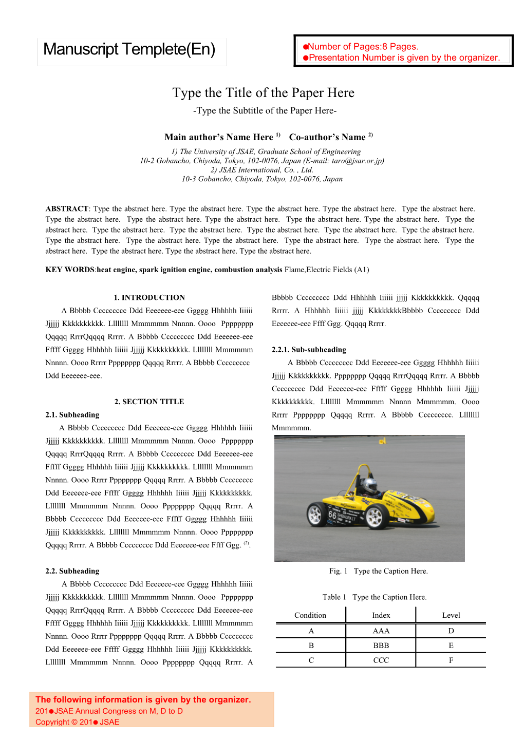 SAE Technical Paper Template