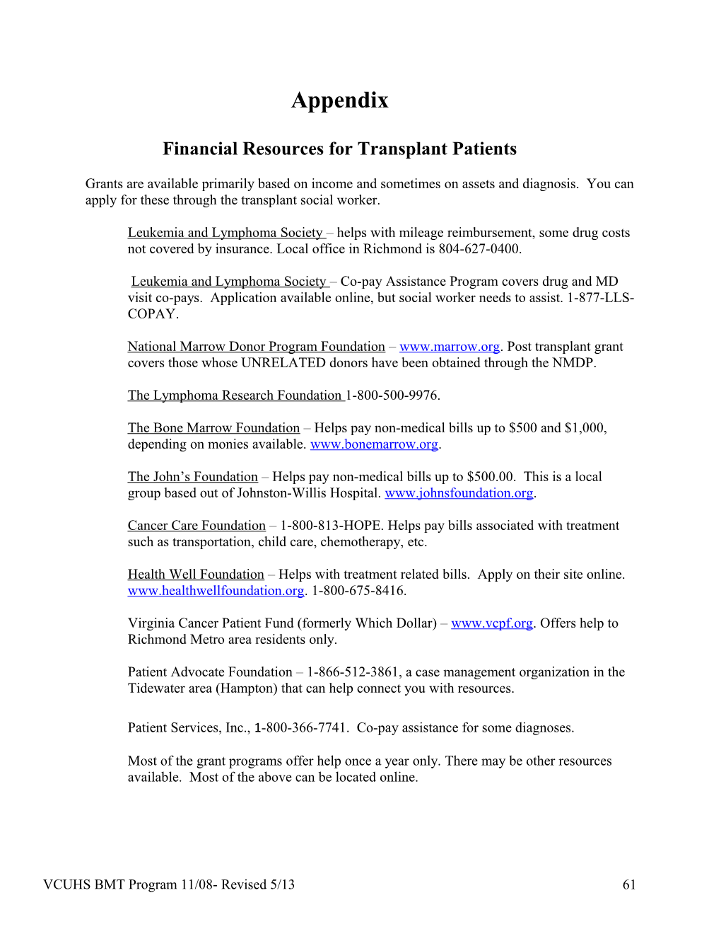 Financial Resources for Transplant Patients