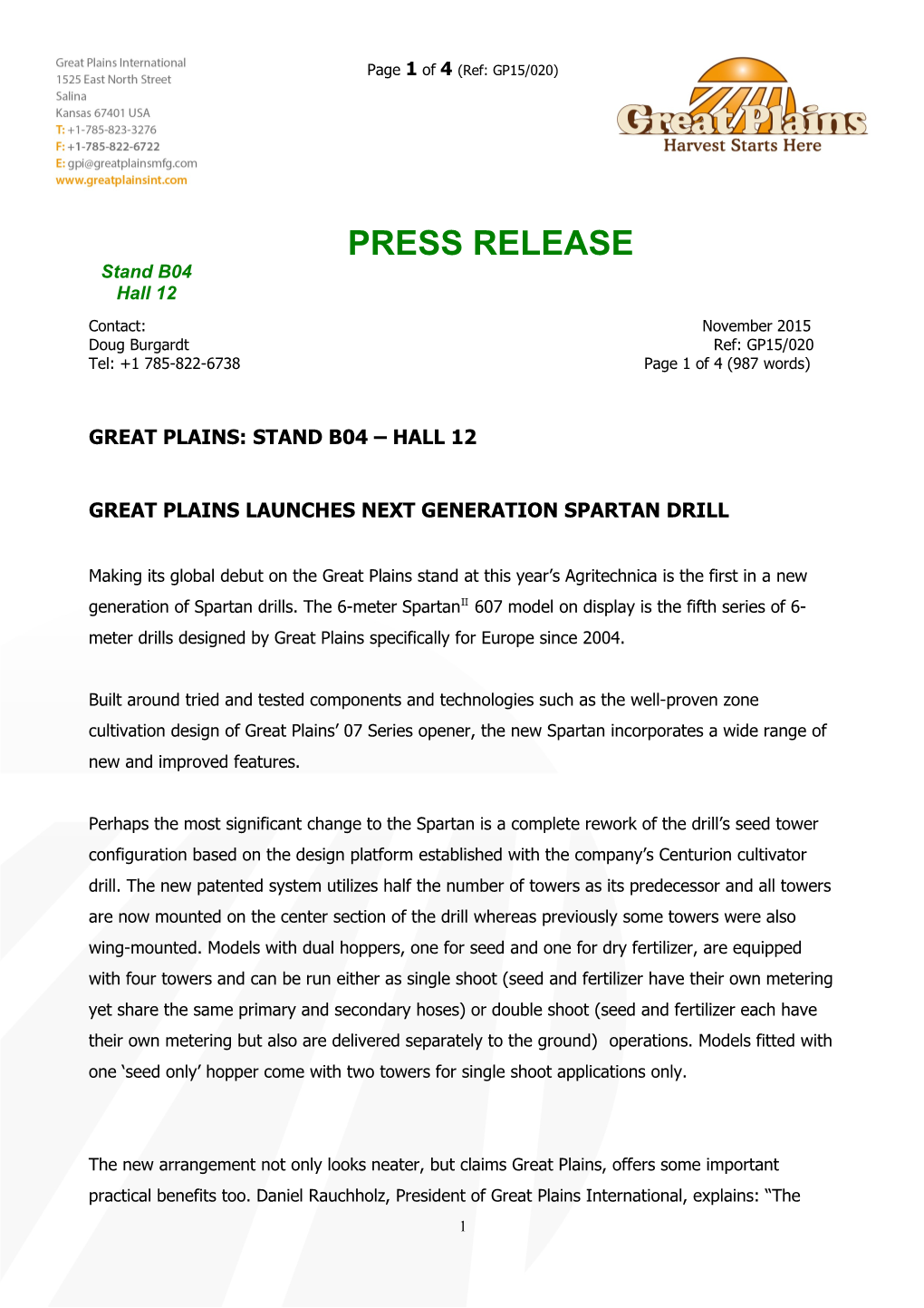 Great Plains Launches Next Generation Spartan Drill