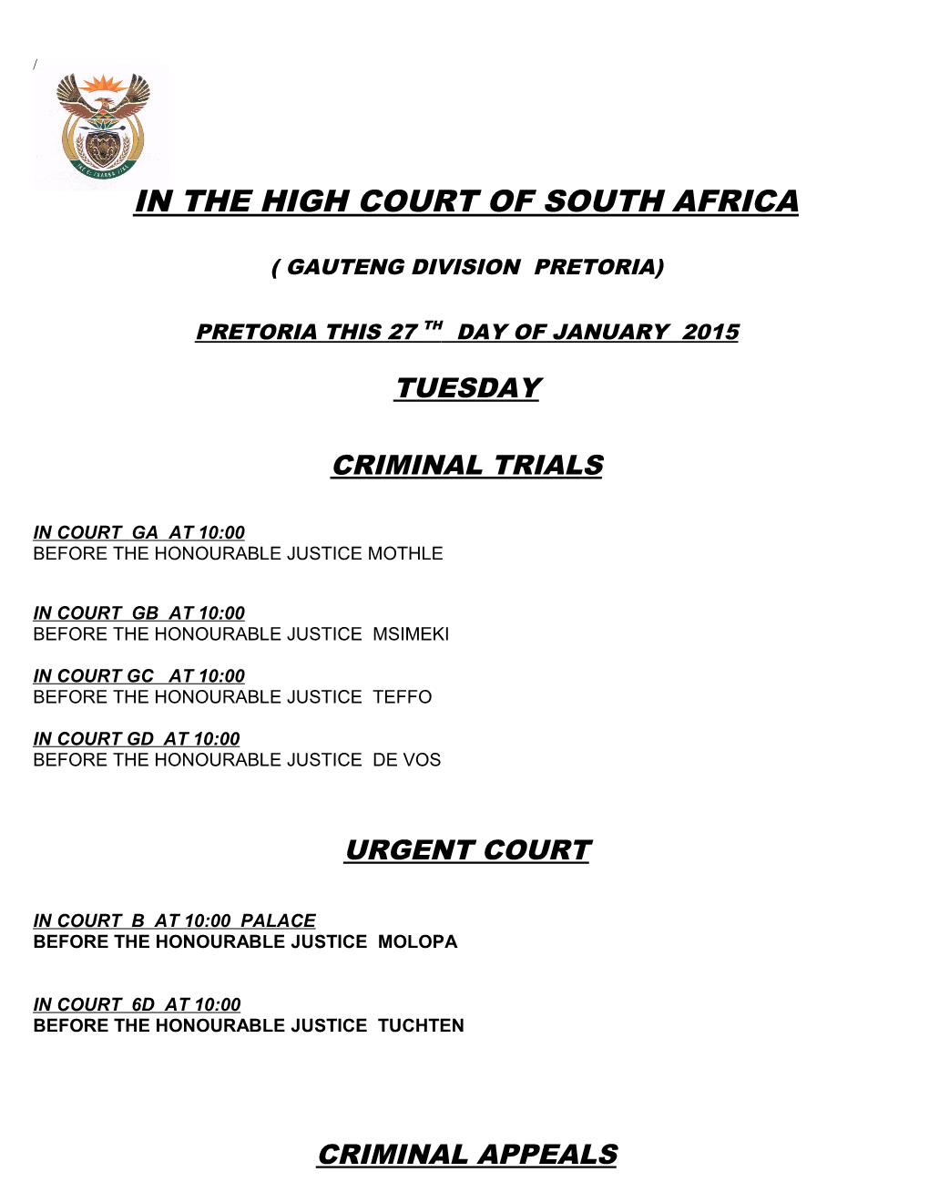 In the High Court of South Africa s5