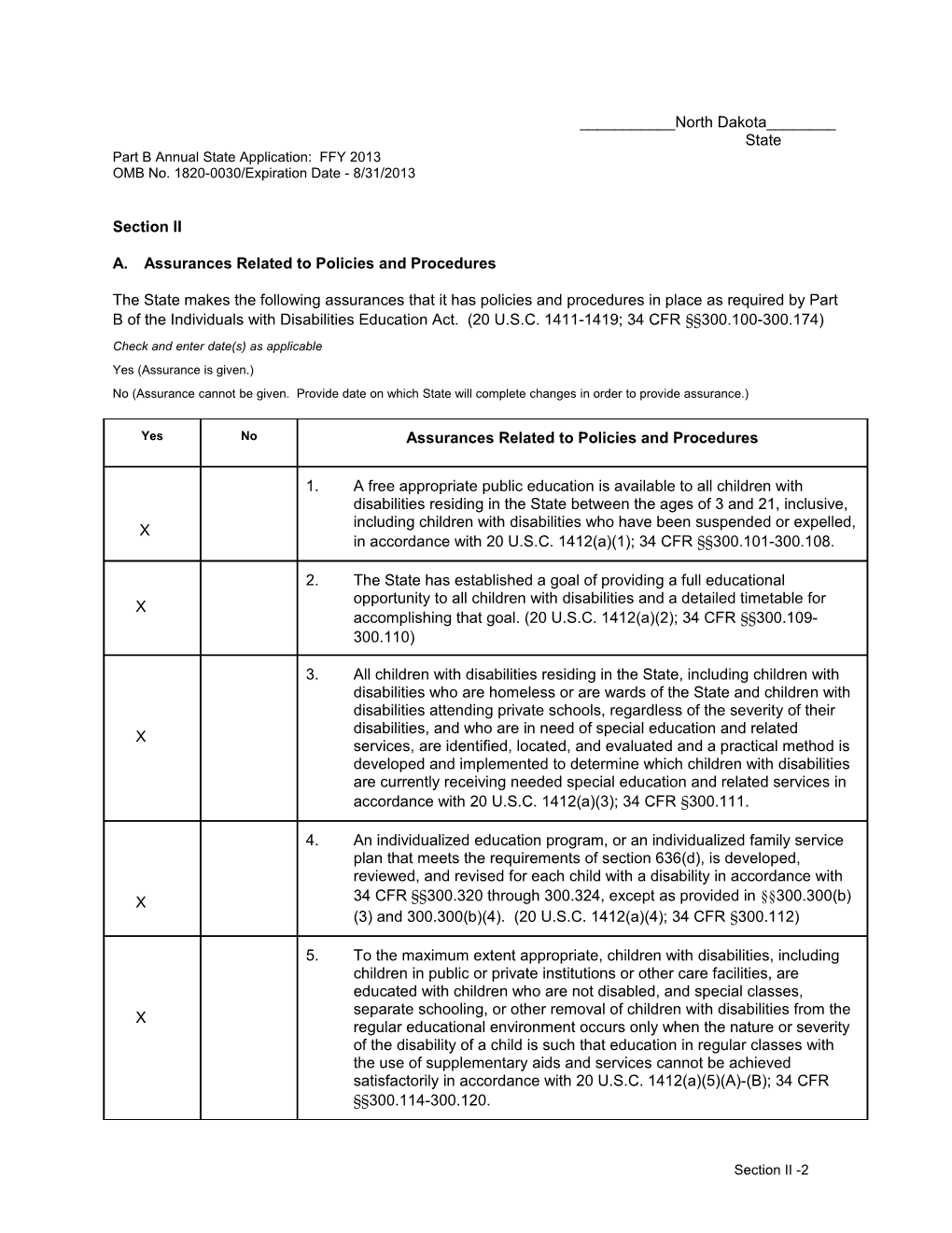 North Dakota 2013 Part B Enclosure a (MS Word)