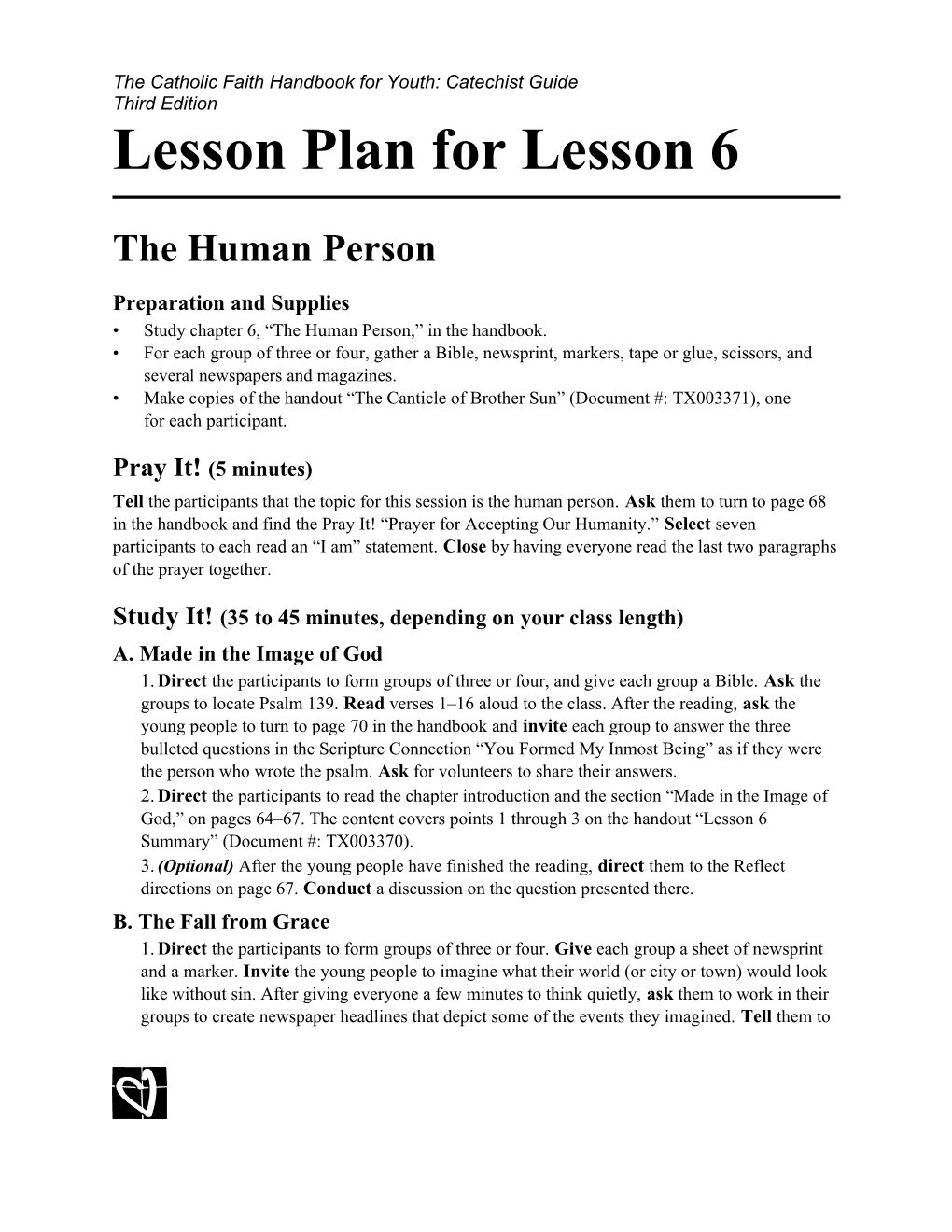 Lesson Plan for Lesson 6