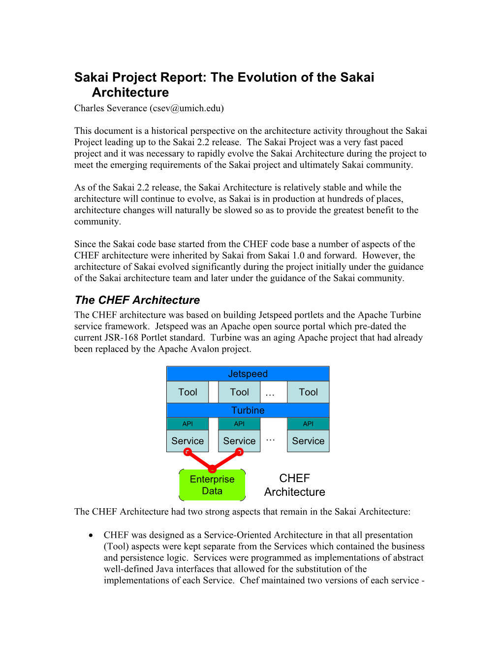 The Evolution Of The Sakai Architecture