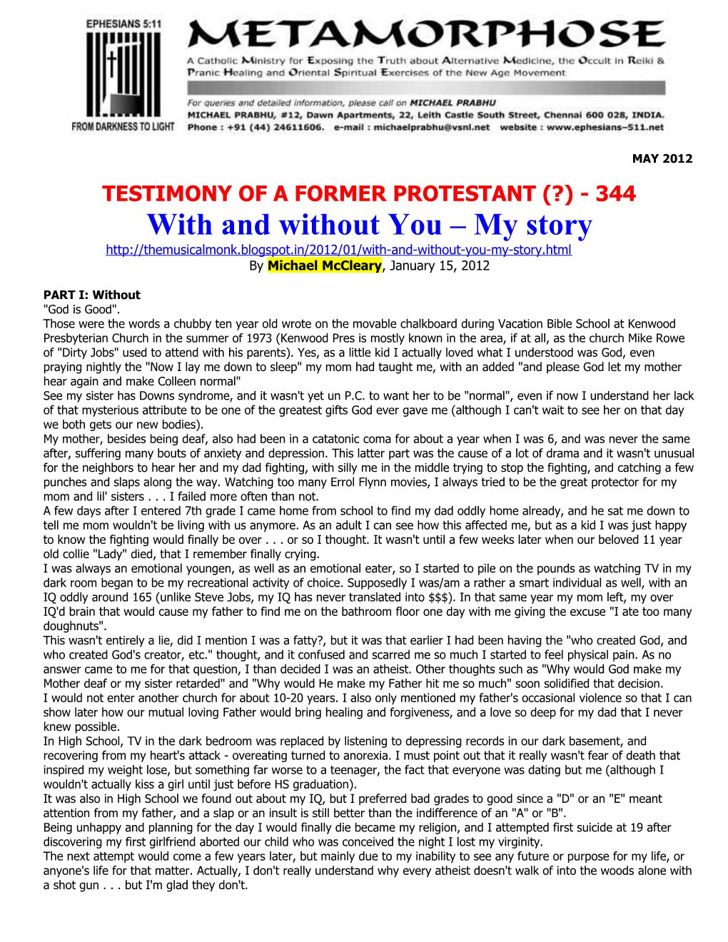 Testimony of a Former Protestant (?) - 344