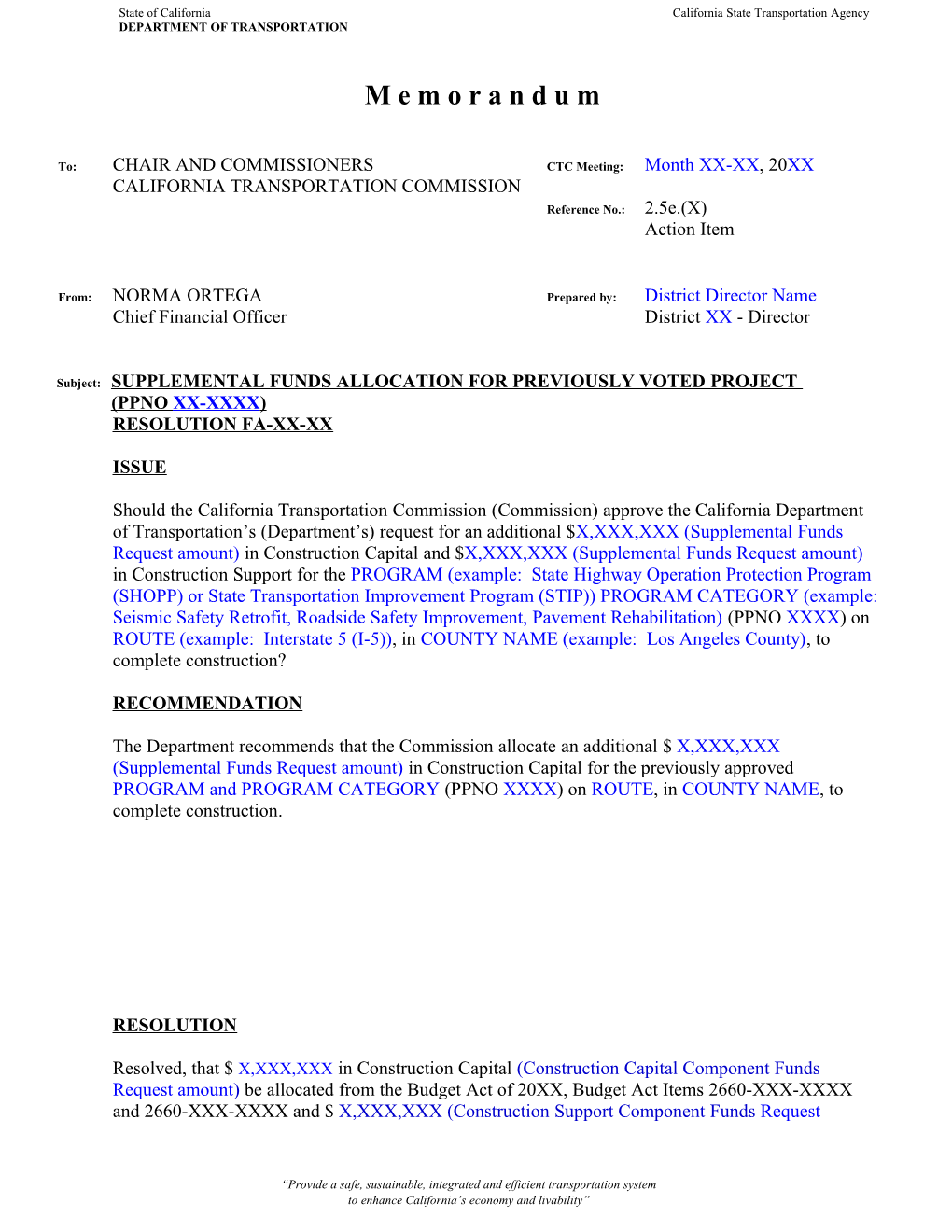 CHAIR and COMMISSIONERS Reference No.: 2.5E.(X)