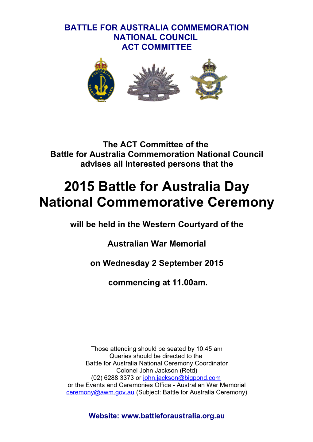Battle for Australia Commemoration