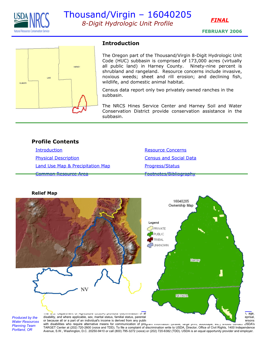 Census Data Report Only Two Privately Owned Ranches in the Subbasin