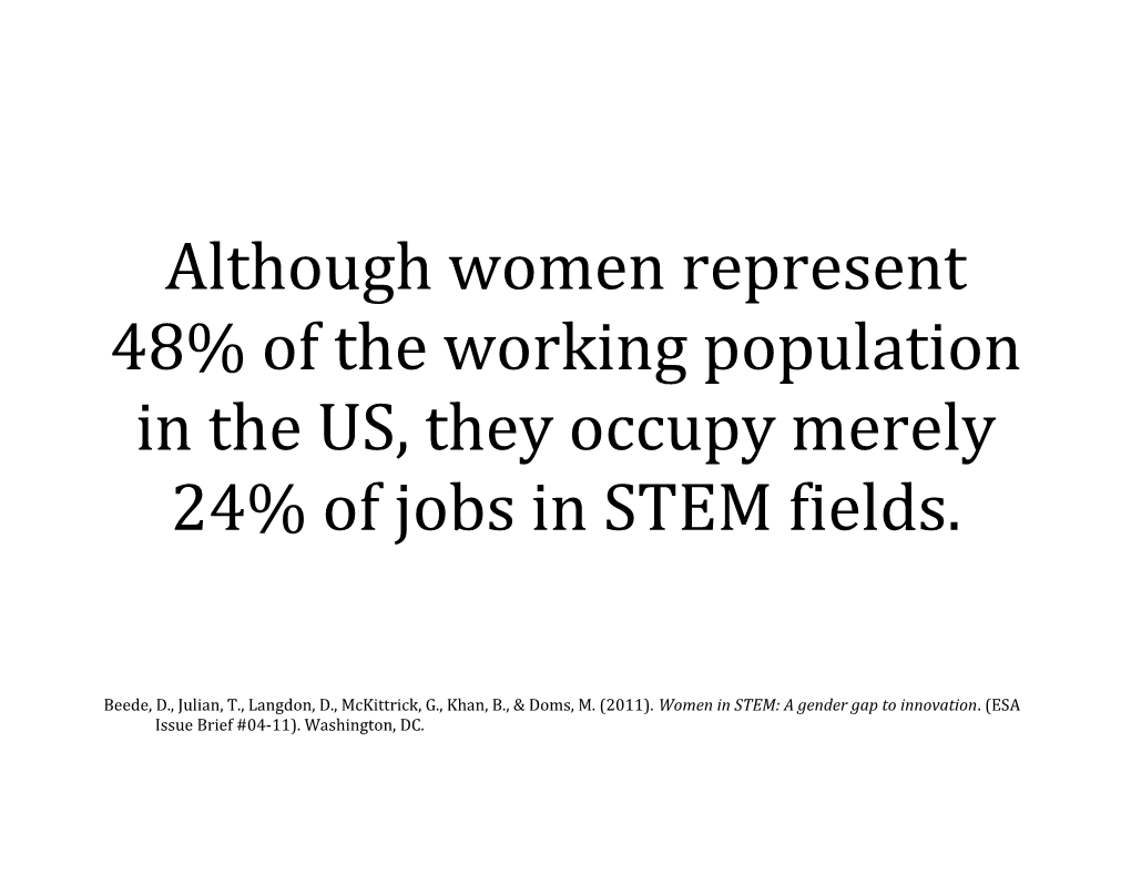 Although Women Represent 48% of the Working Population in the US, They Occupy Merely 24%