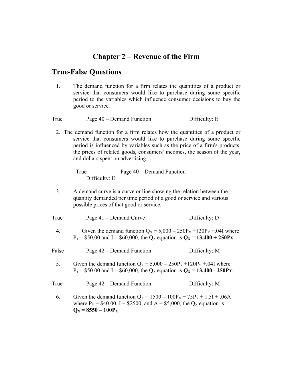 Chapter 2 Revenue of the Firm