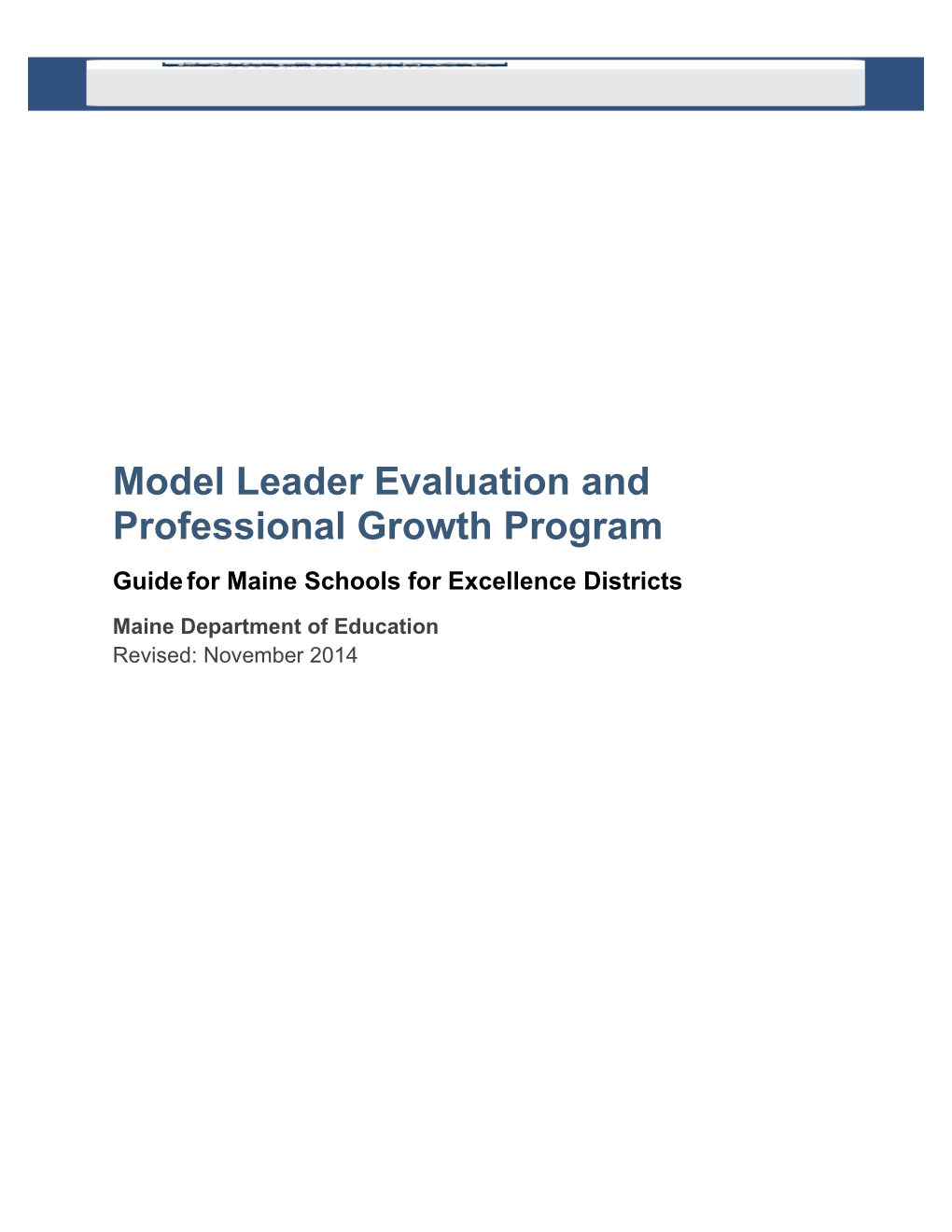 Model Leader Evaluation and Professional Growth Program