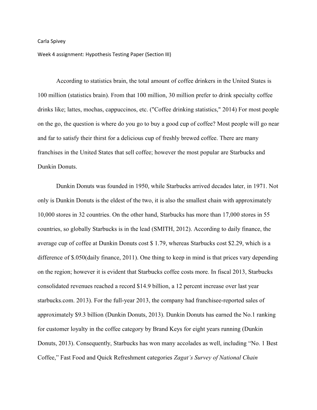 Week 4 Assignment: Hypothesis Testing Paper (Section III)