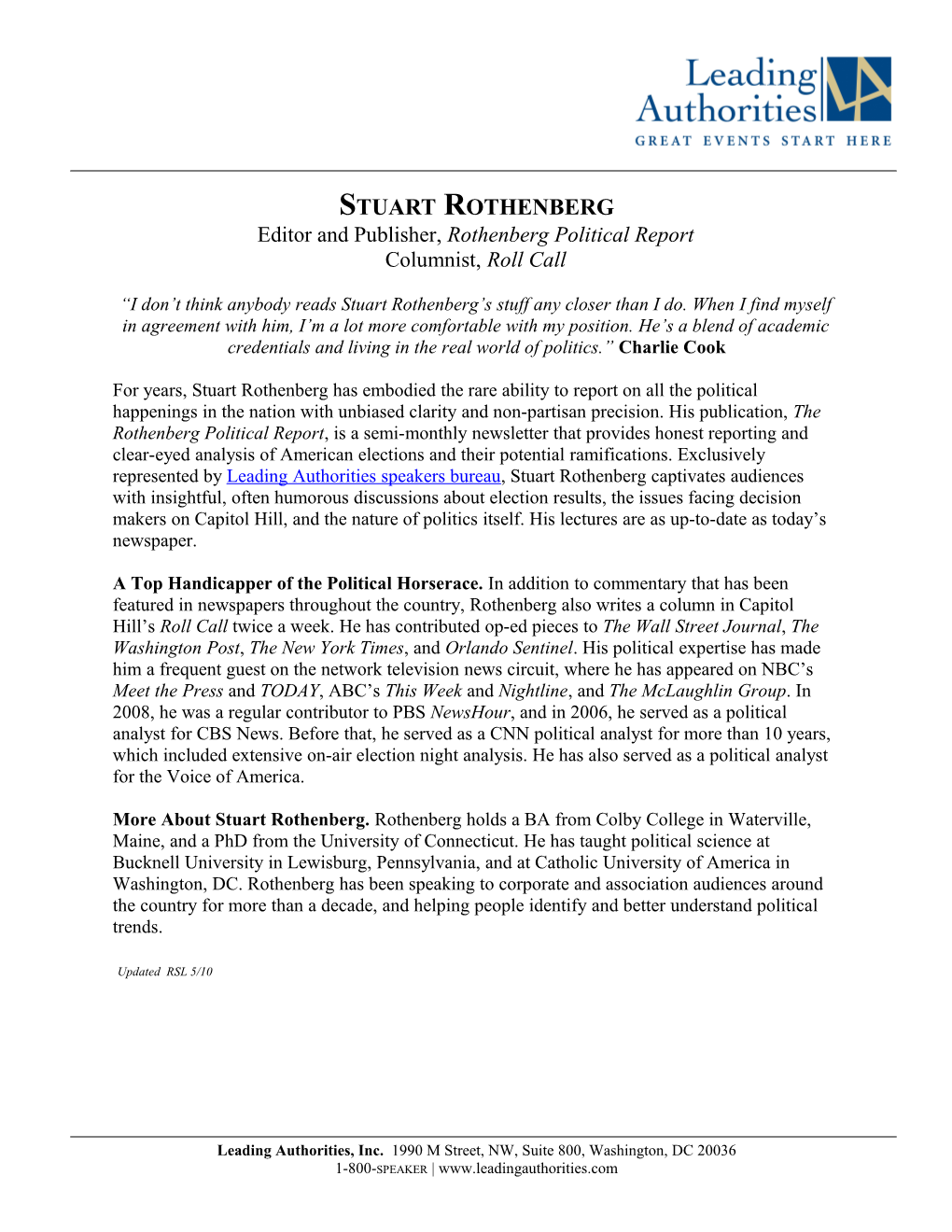 Editor and Publisher, Rothenberg Political Report