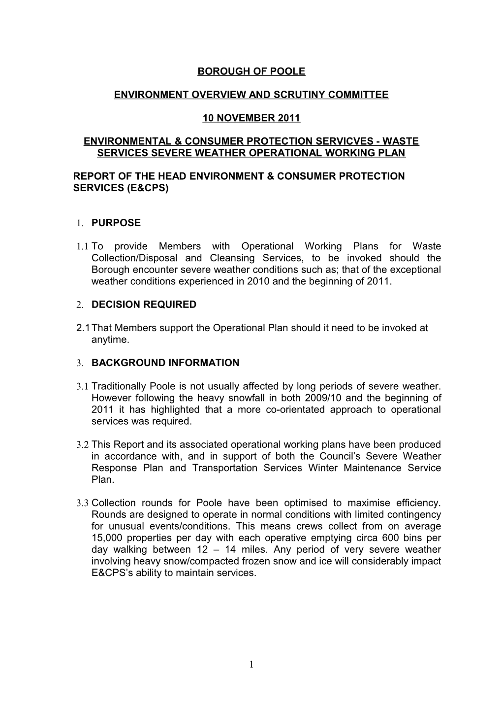 Environment Overview and Scrutiny Committee