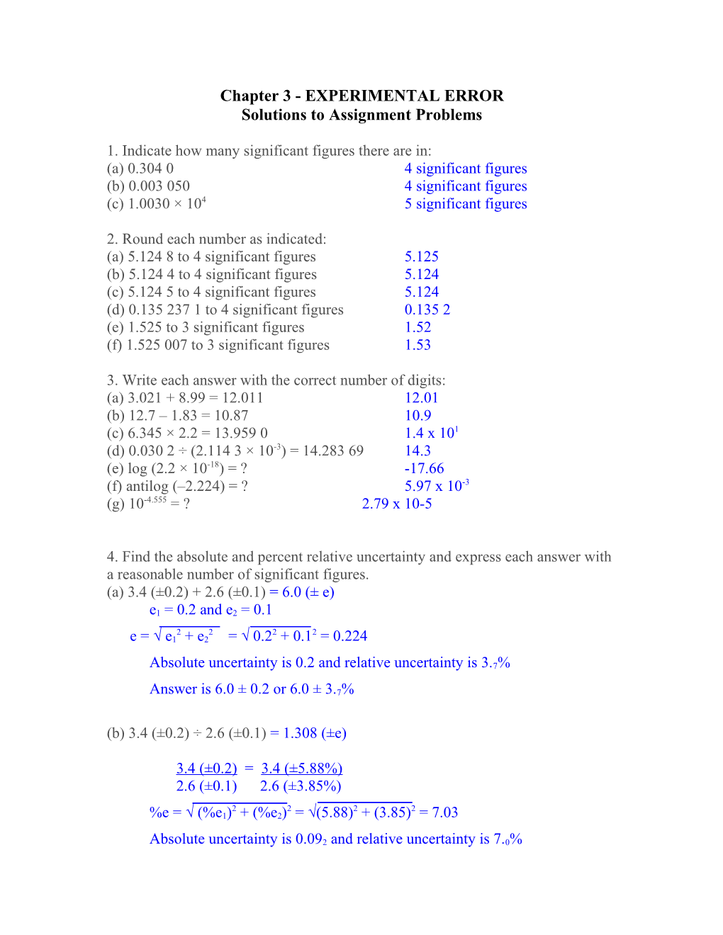 Chapter 3 - EXPERIMENTAL ERROR