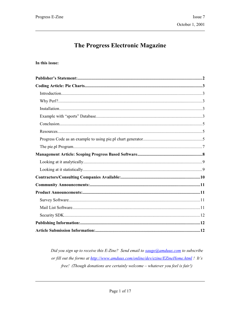 The Progress Electronic Magazine