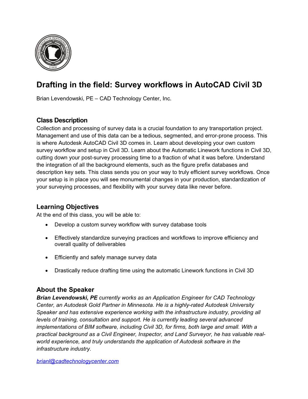 Drafting in the Field: Survey Workflows in Autocad Civil 3D