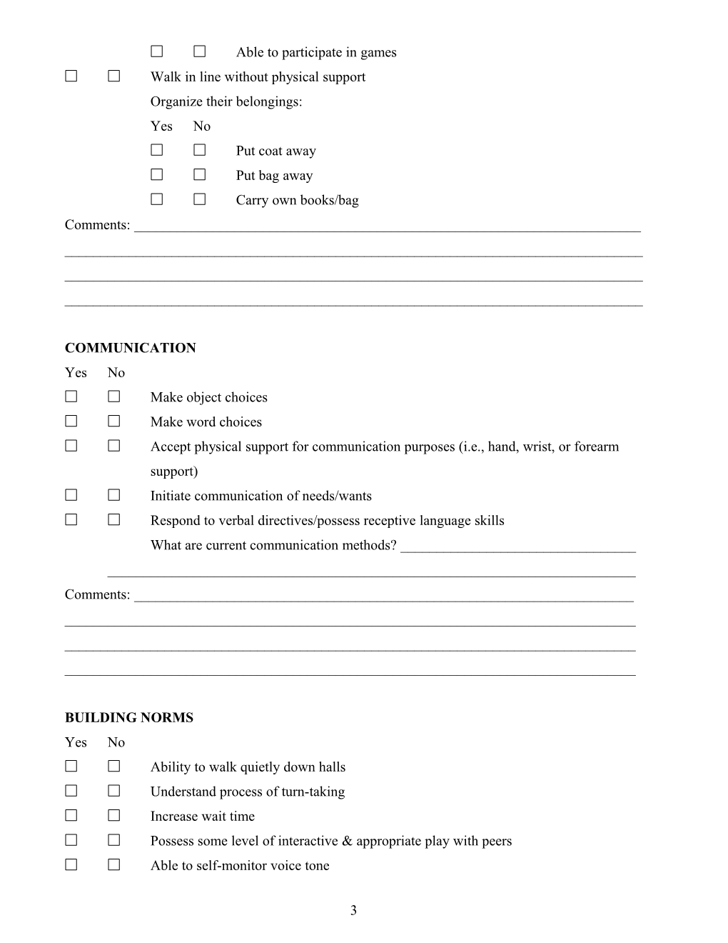 Elementary Checklist