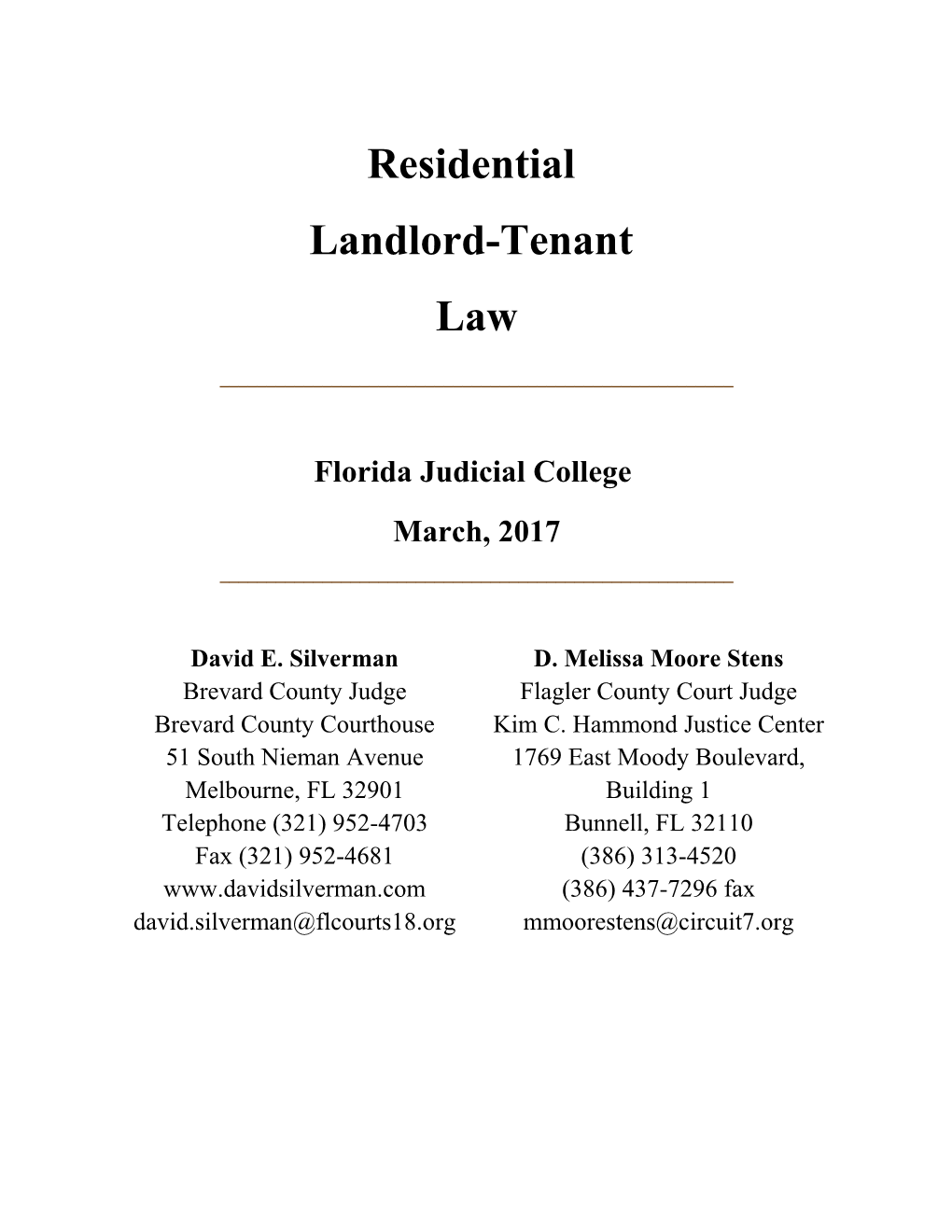 Residential Landlord/Tenant Law