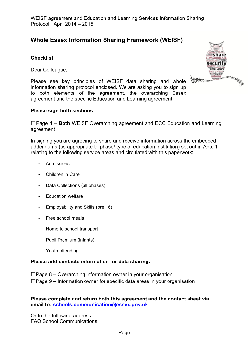 Whole Essex Information Sharing Framework (WEISF)