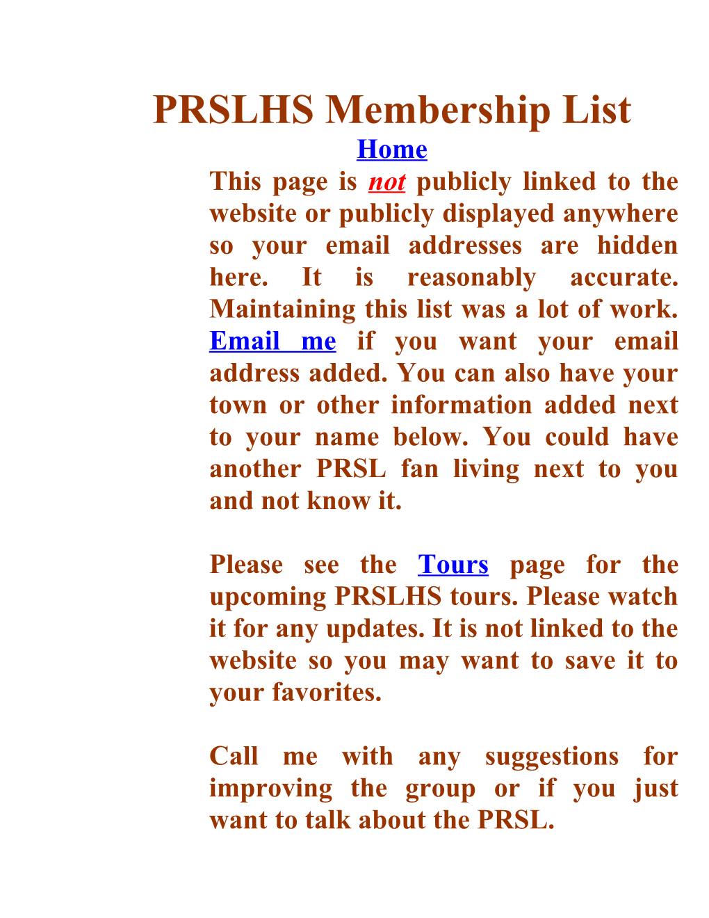 PRSLHS Membership List