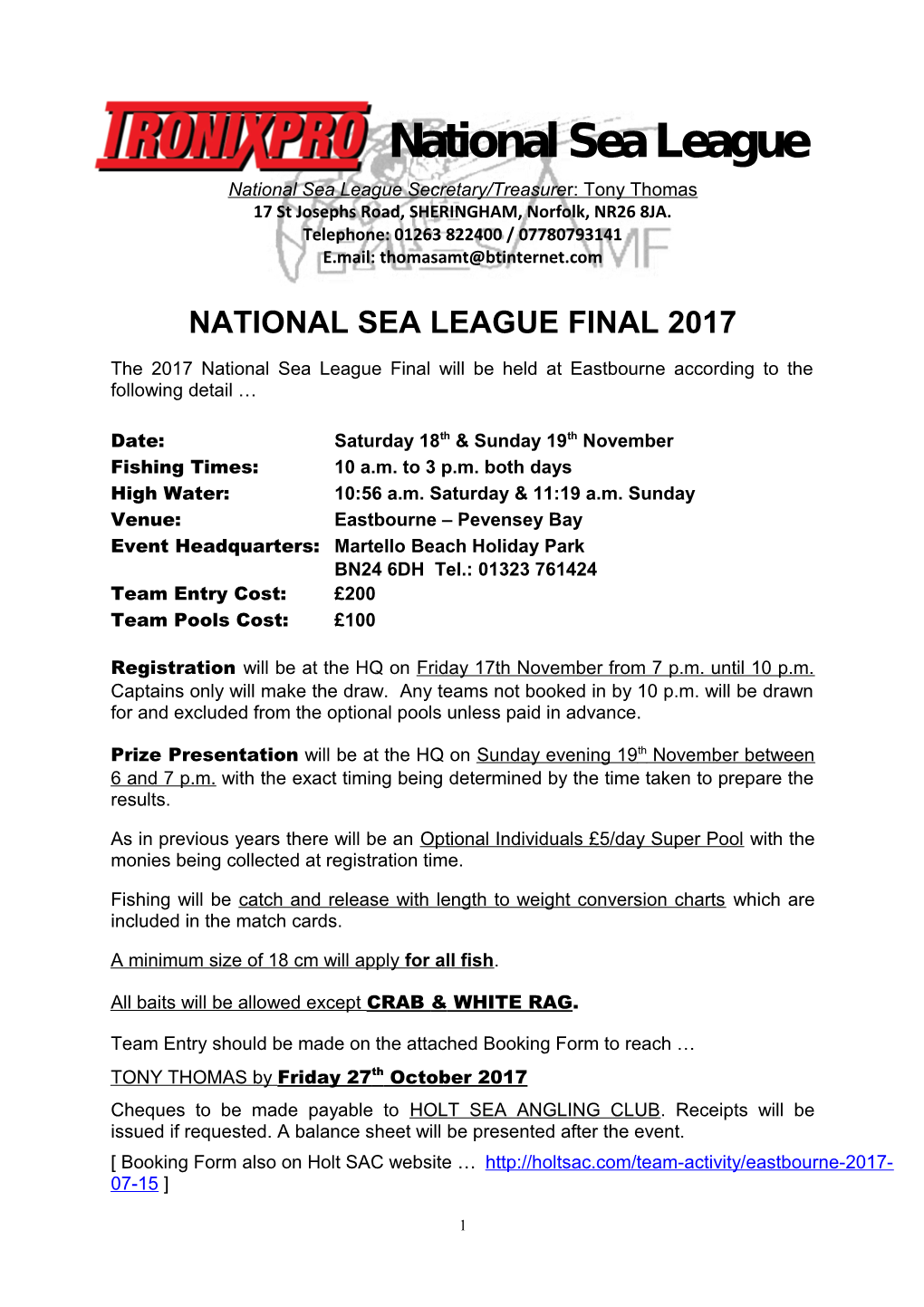 National Sea League Final 2017