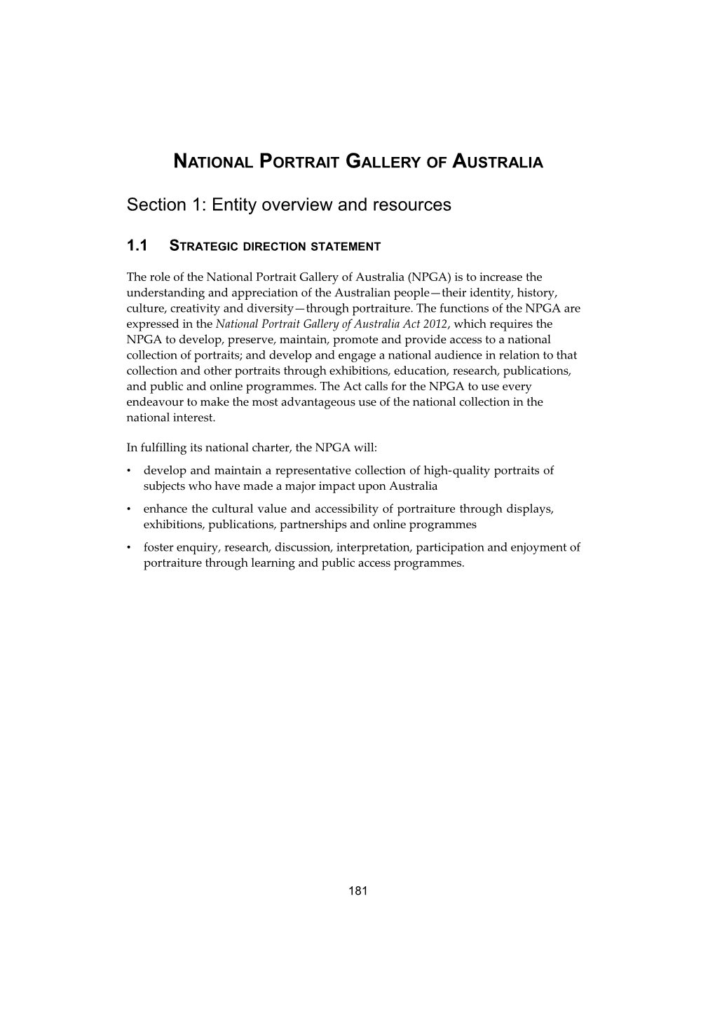 Portfolio Budget Statements - NATIONAL PORTRAIT GALLERY of AUSTRALIA