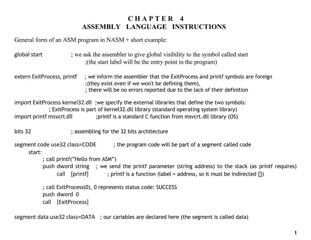 General Form of an ASM Program in NASM + Short Example
