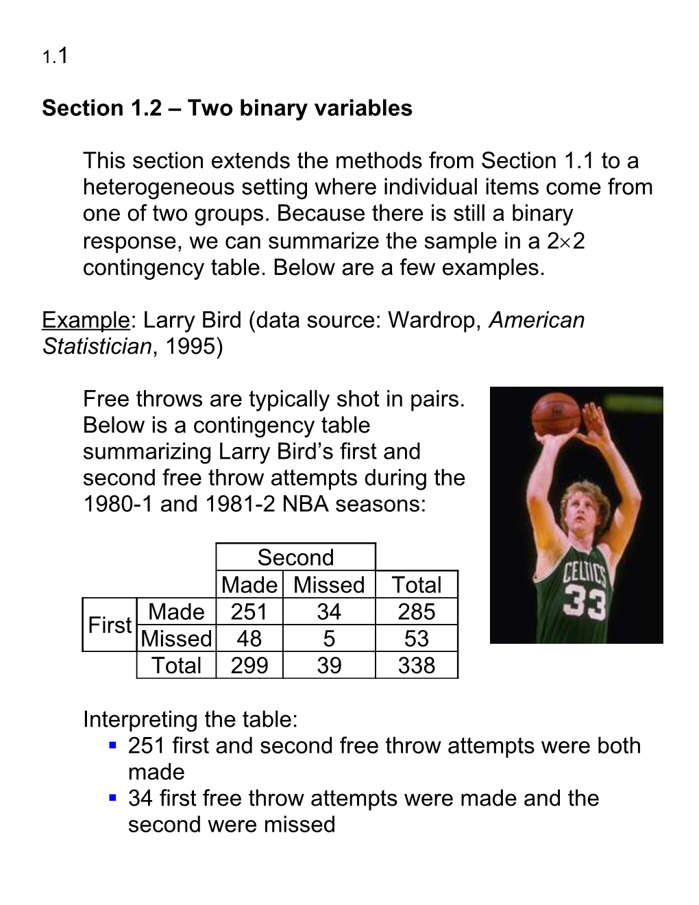Section 1.2 Two Binary Variables
