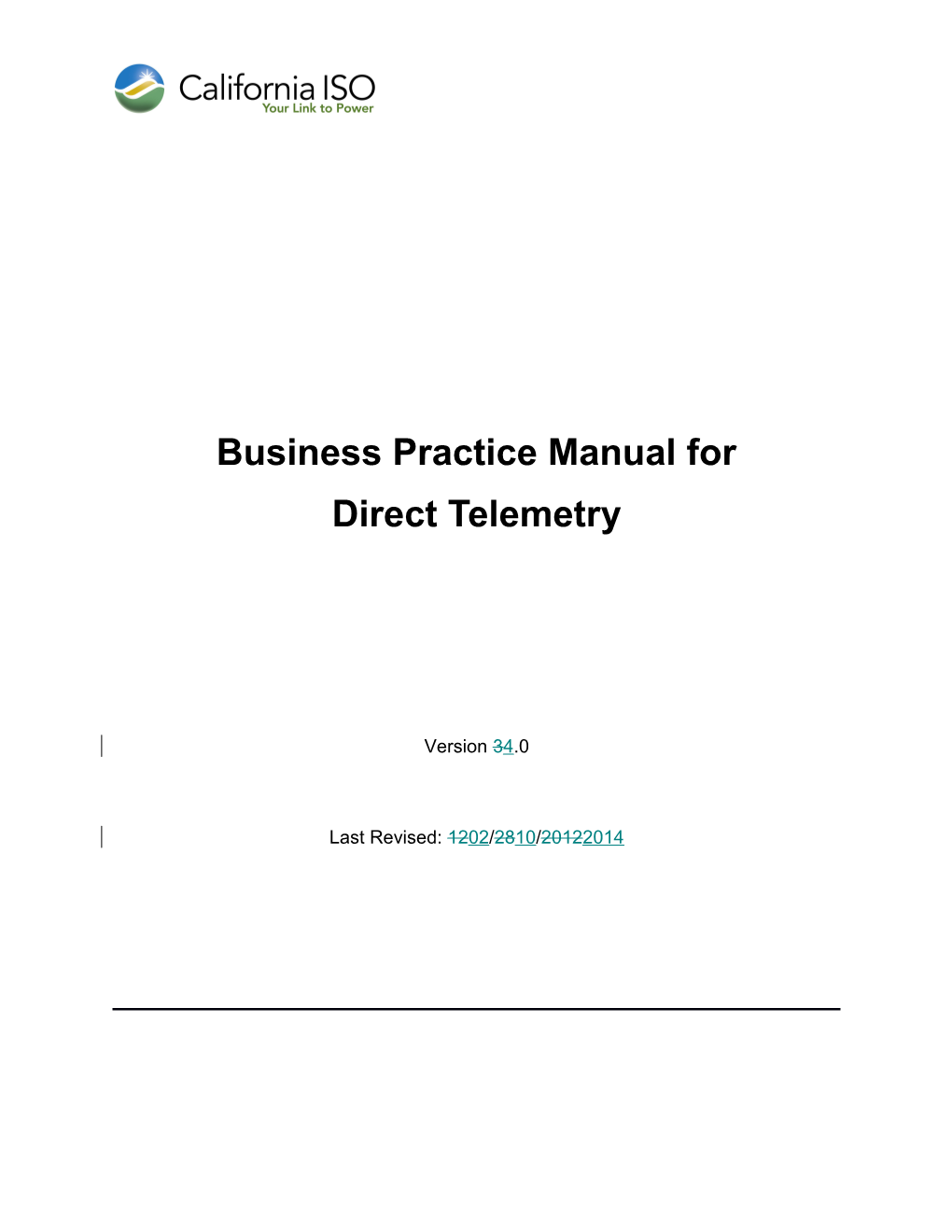 CAISO Business Practice Manualbpm for Direct Telemetry
