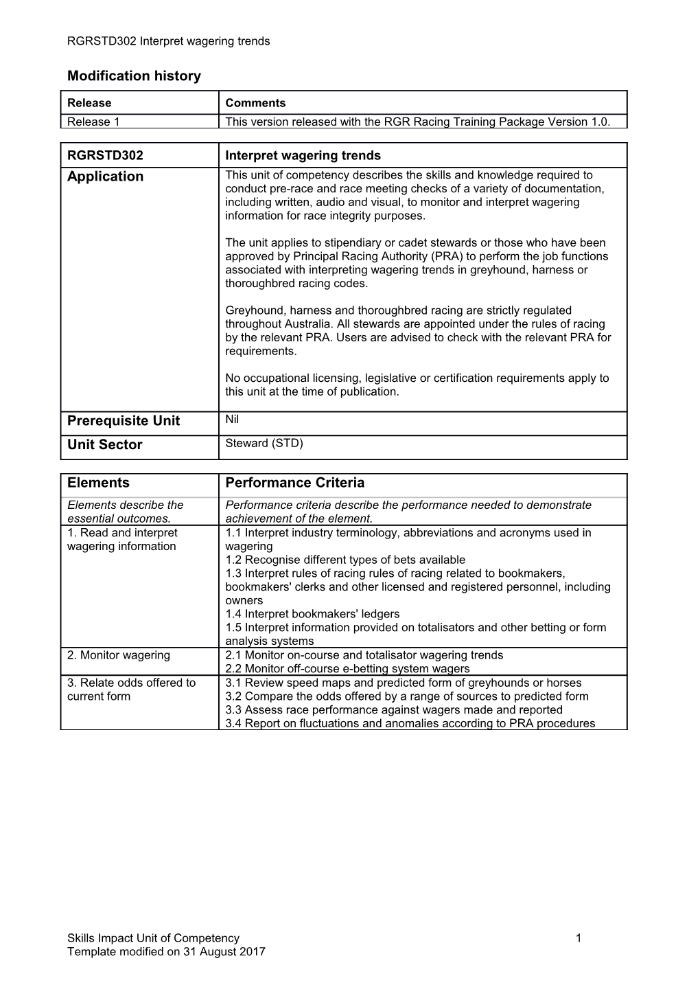 Skills Impact Unit of Competency Template s14