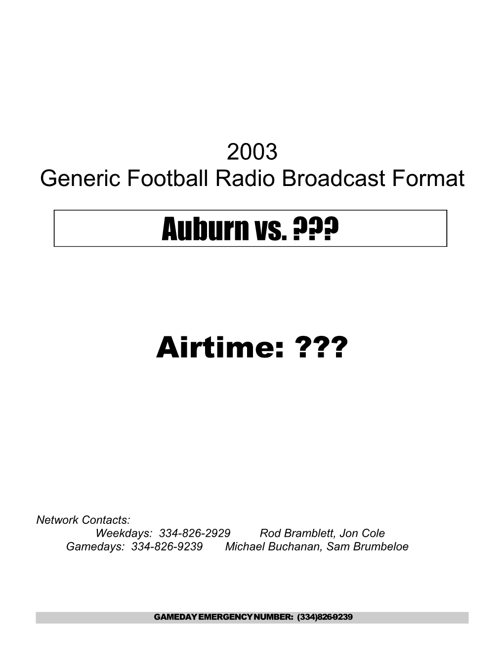 Game Broadcast Format