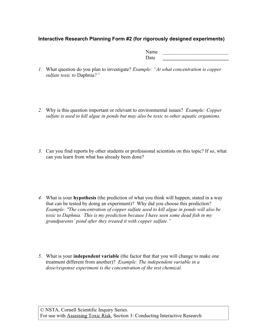 Protocol Planning Sheet s1