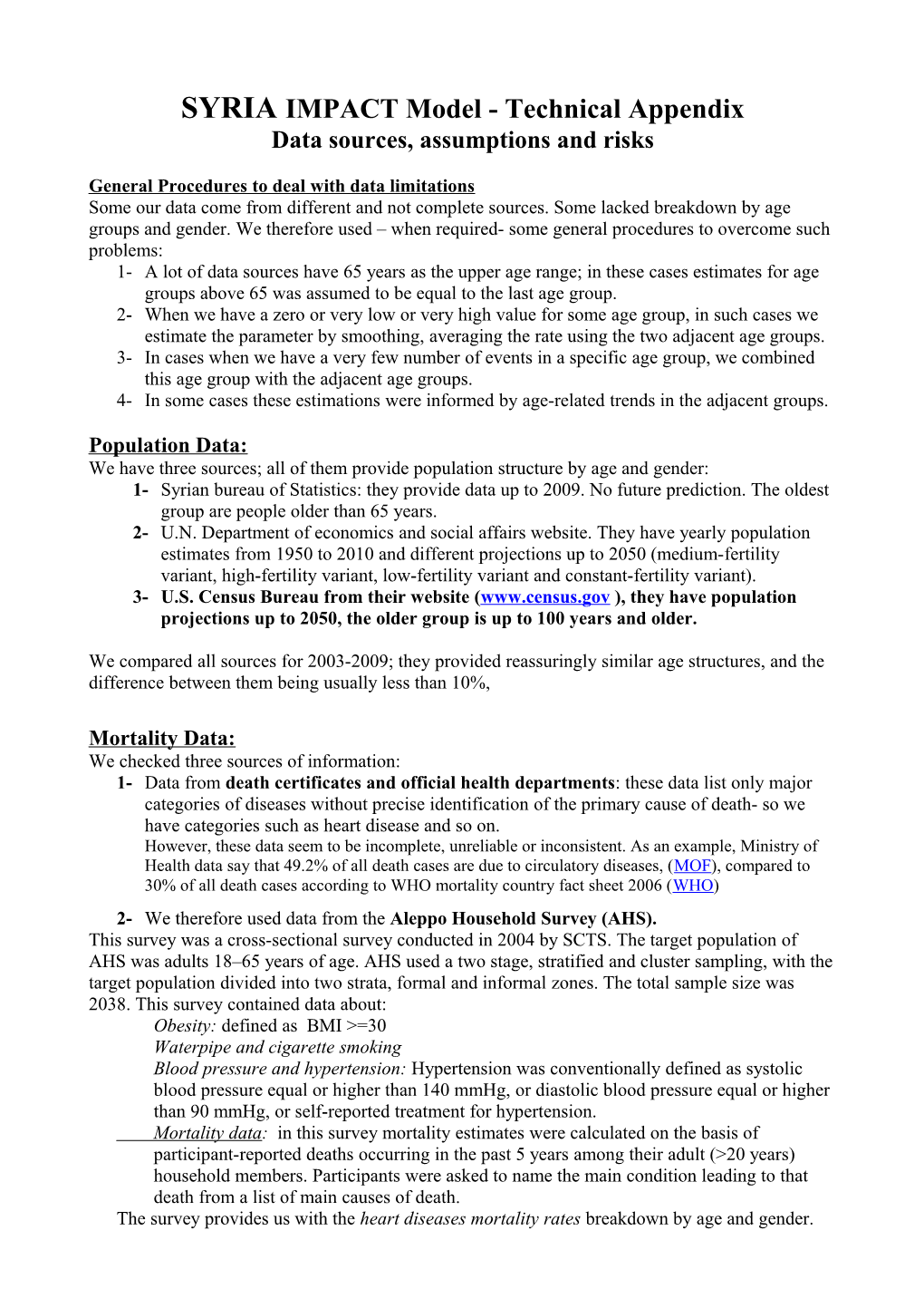 SYRIA IMPACT Model - Technical Appendix