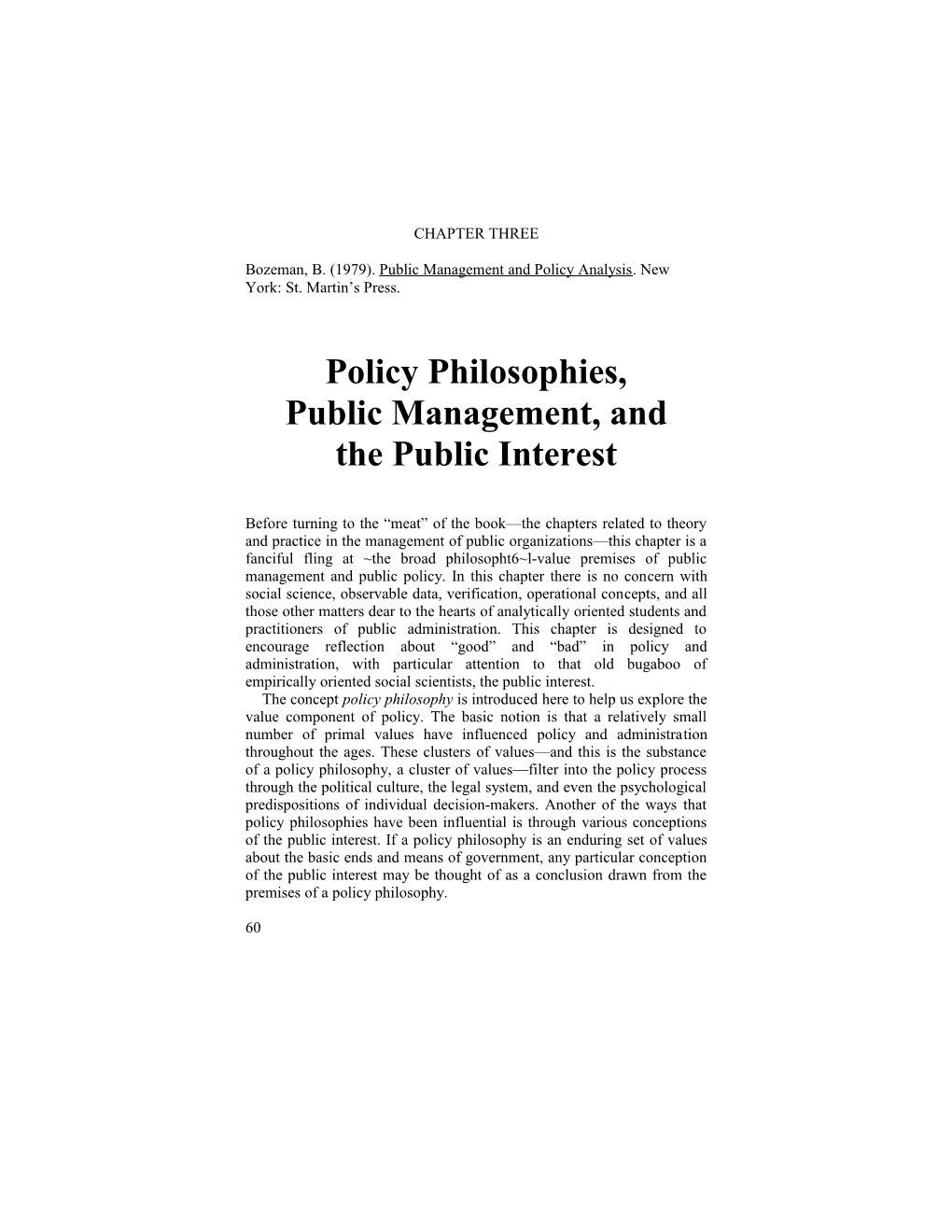 Bozeman, B. (1979). Public Management and Policy Analysis. New York: St. Martin S Press