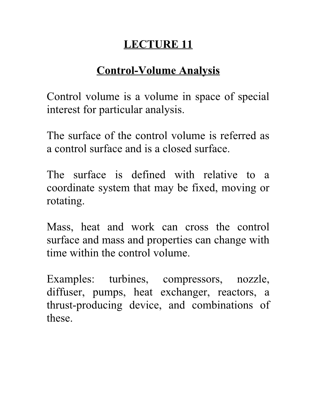 Control-Volume Analysis