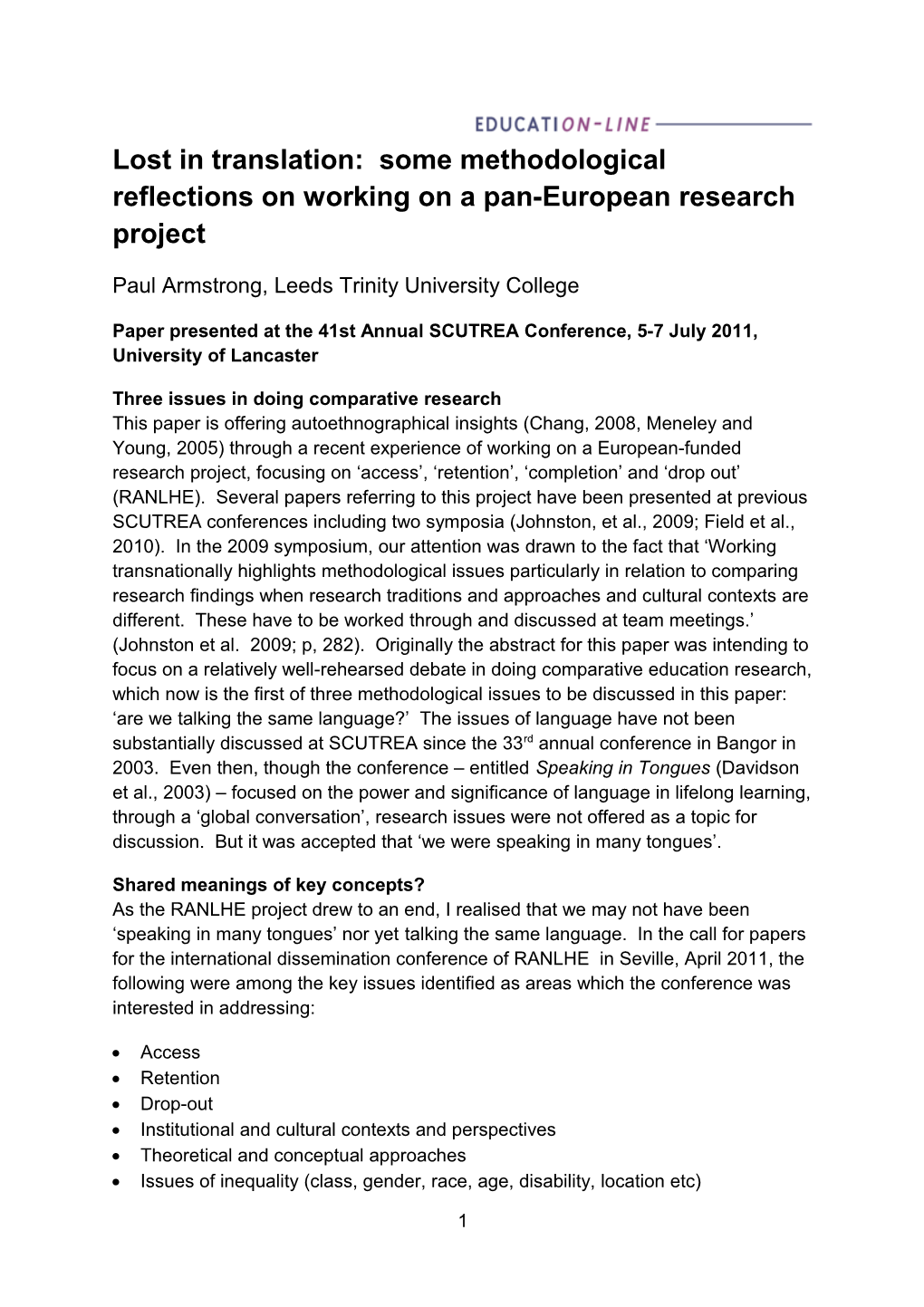 Lost in Translation: Some Methodological Reflections on Working on a Pan-European Research