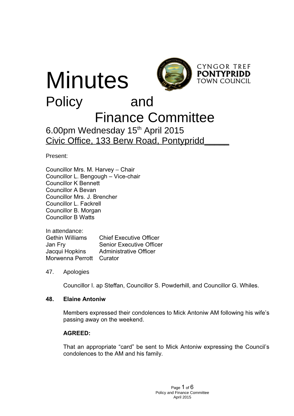 Policy and Finance Committee