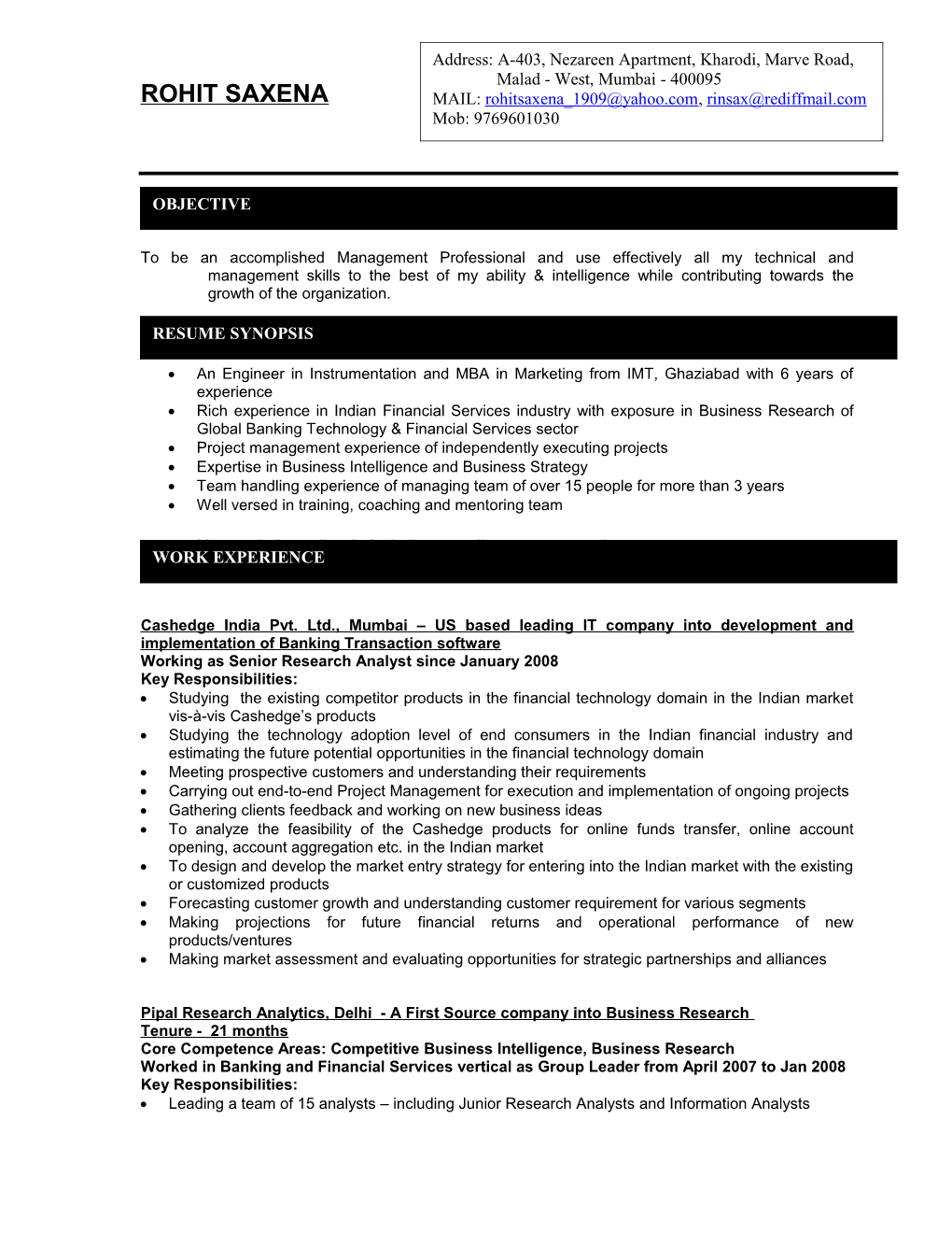 Sample Functional Resume