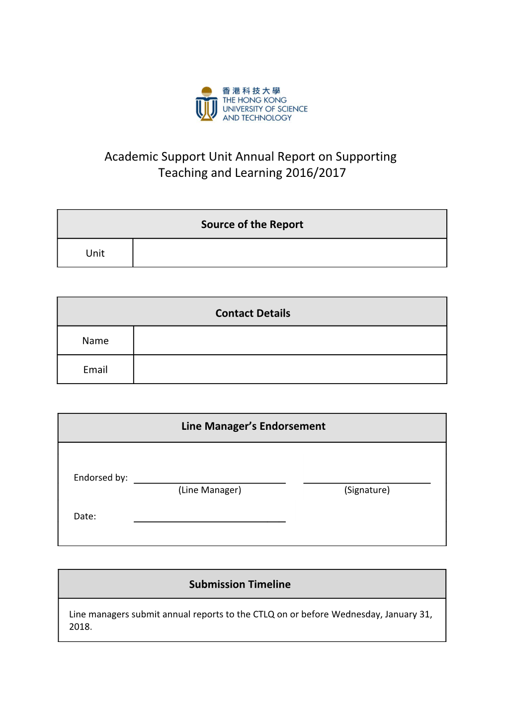 Academic Support Unit Annual Report on Supporting