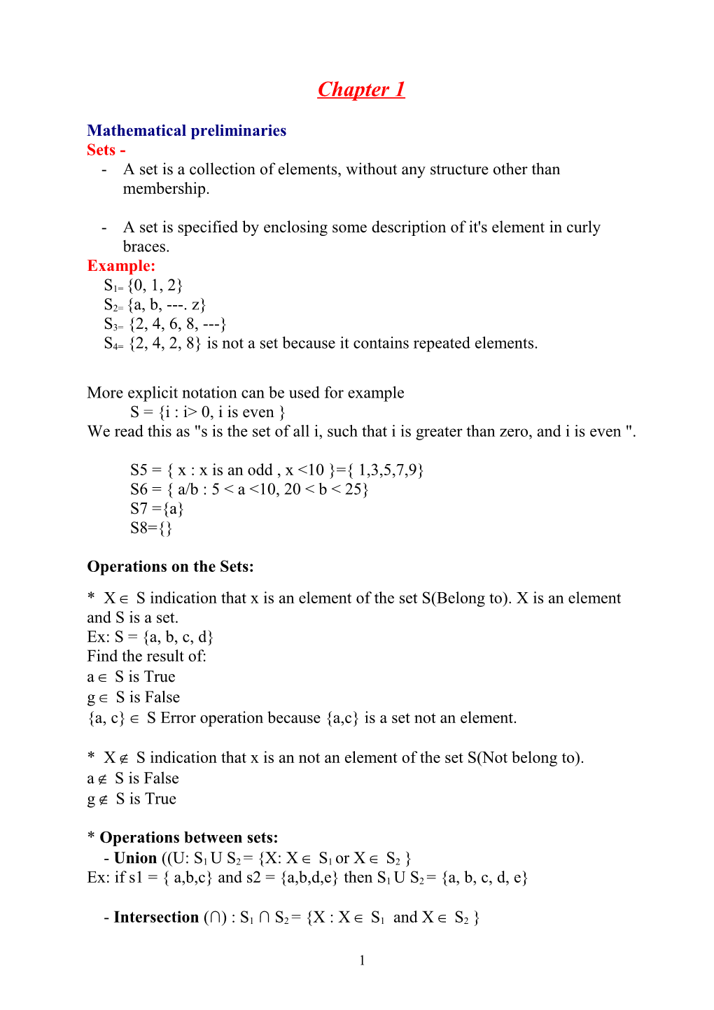 Mathematical Preliminaries