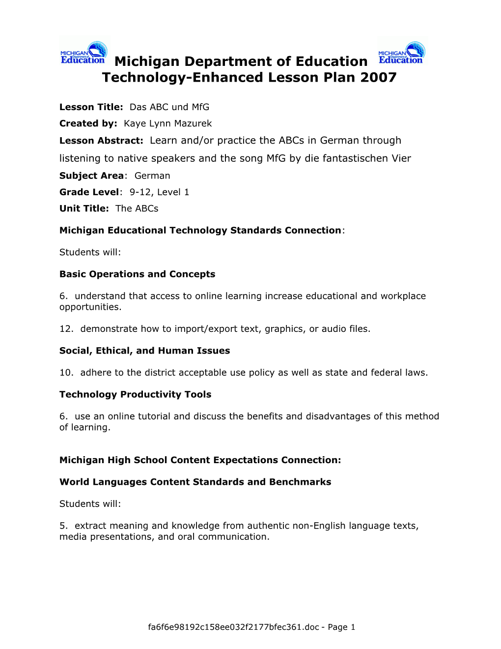 Michigan Department of Education s10