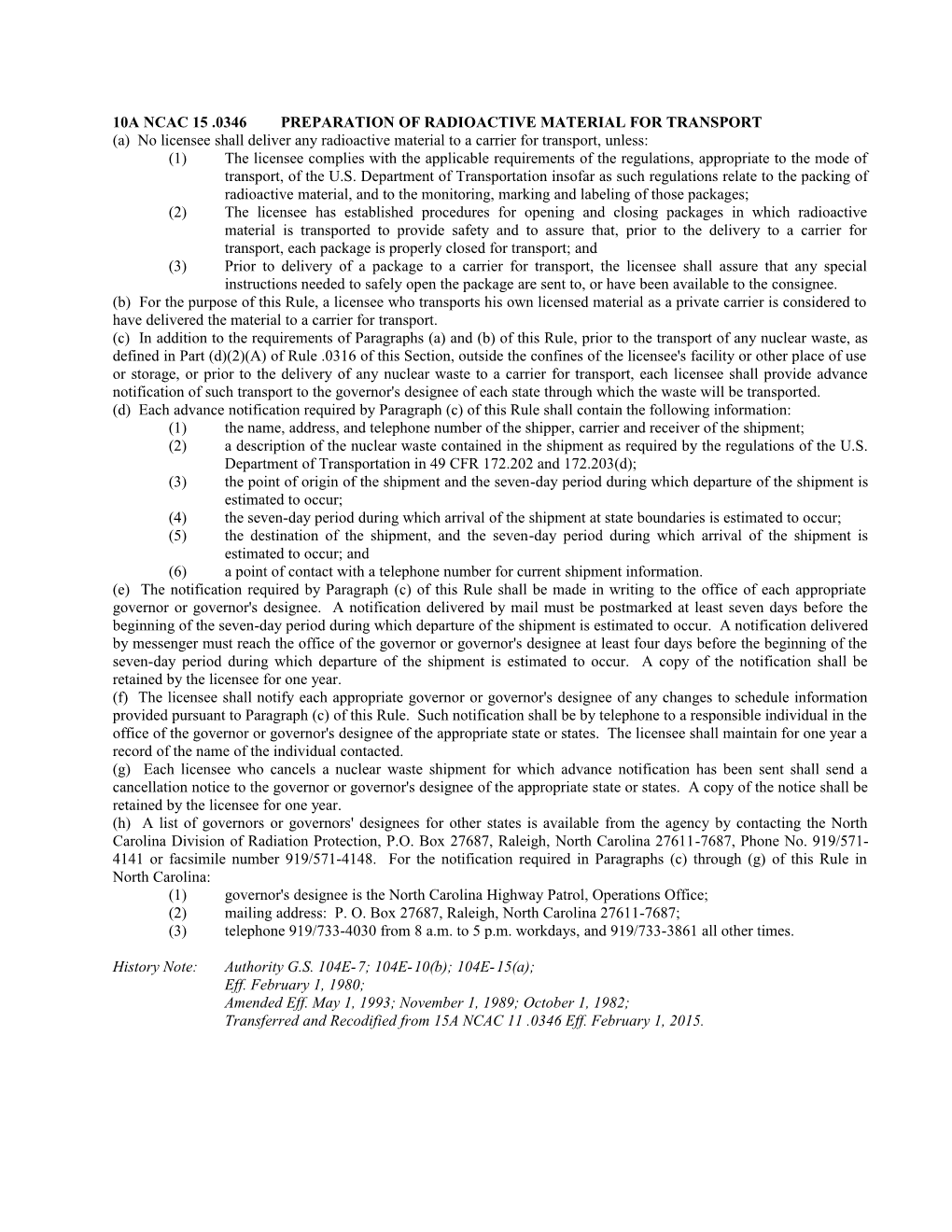 10A Ncac 15 .0346Preparation of Radioactive Material for Transport