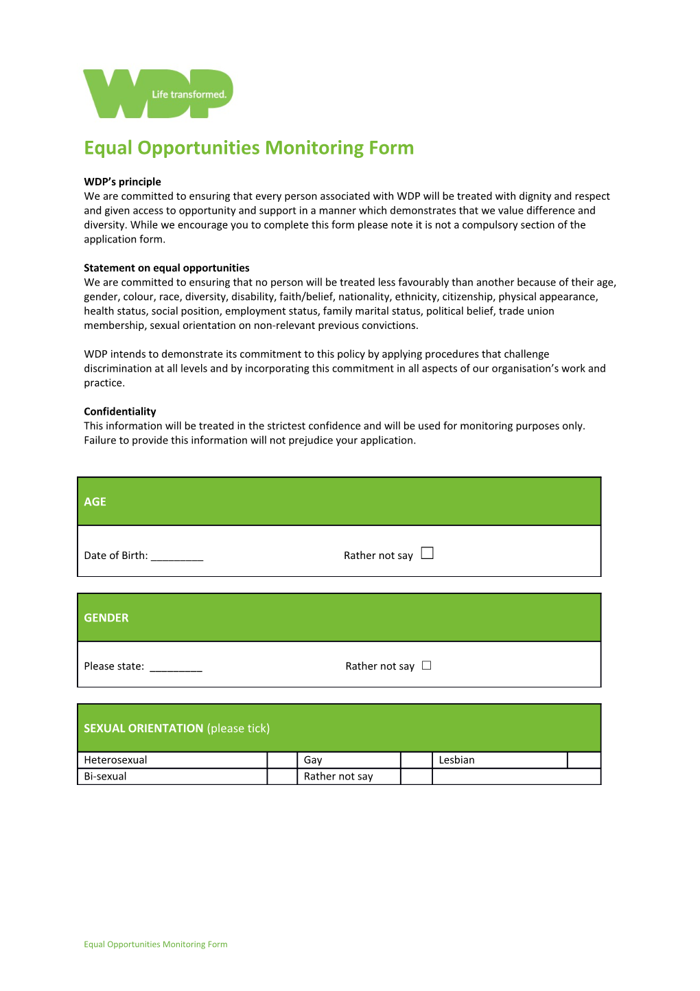 Equal Opportunities Monitoring Form s11