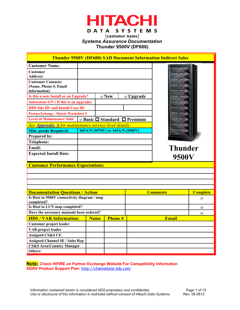 Thunder 9500V - Systems Assurance Document