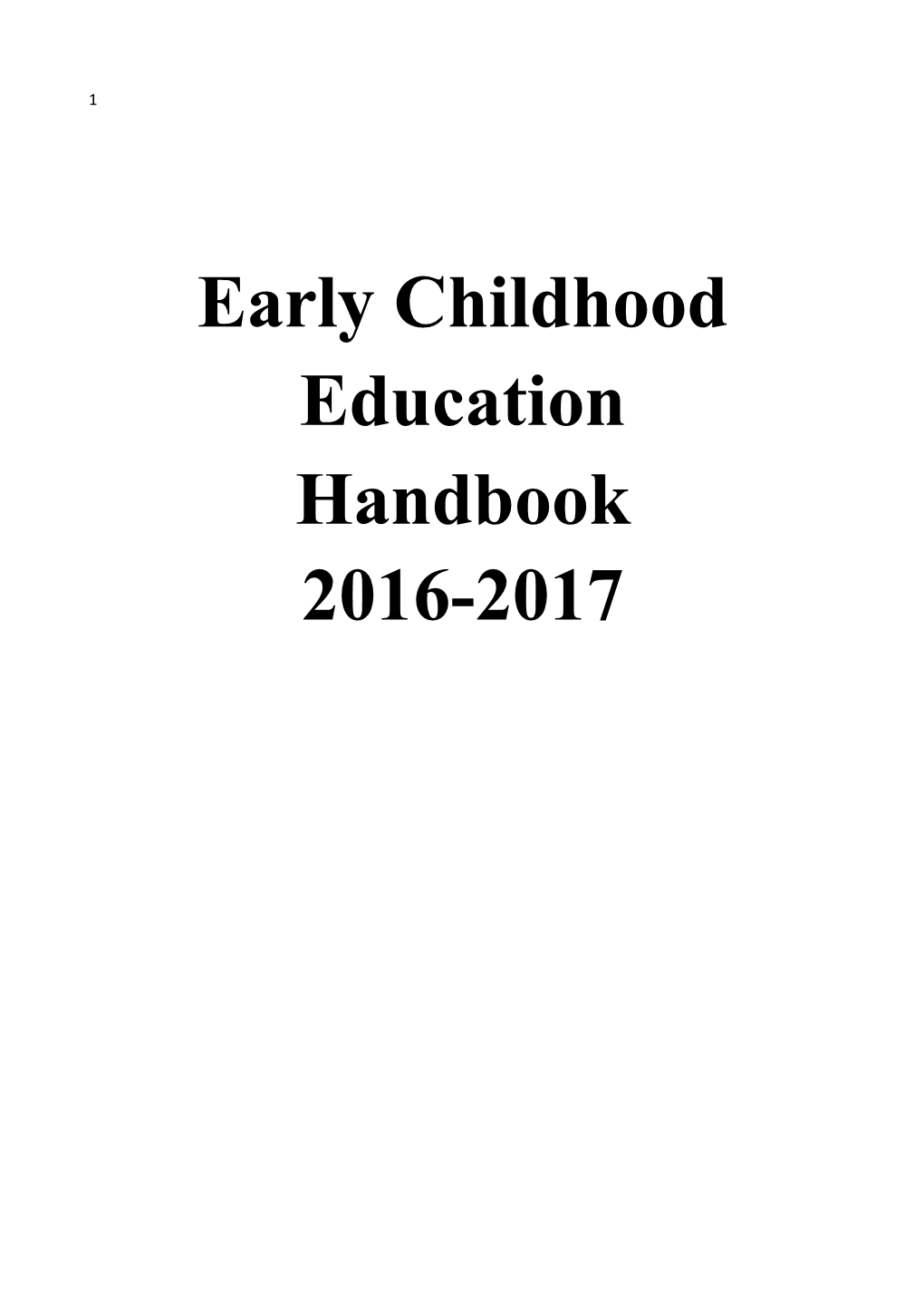 Early Childhood Education Handbook