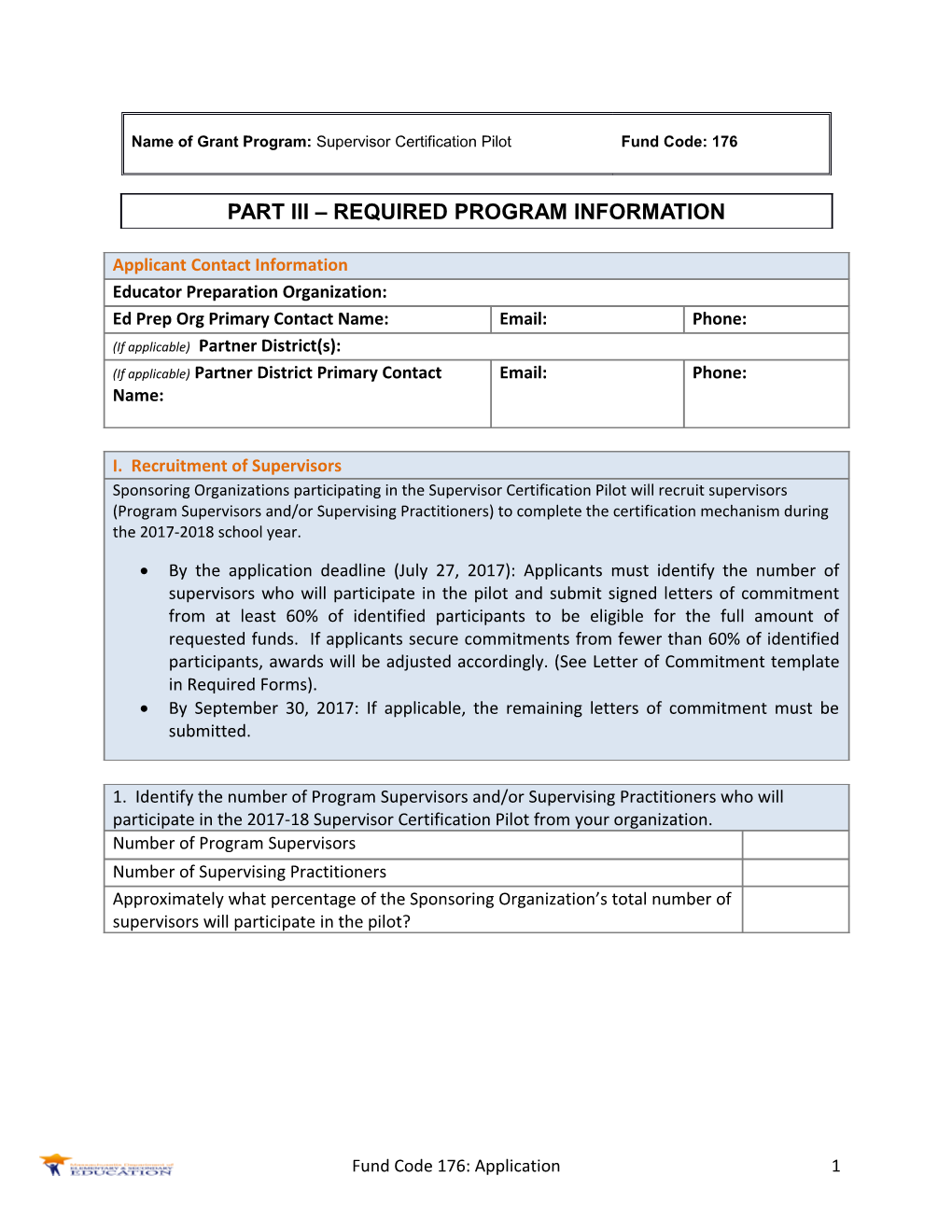 FY2018 Fund Code 176 EPIC Supervisor Certification Pilot Part III